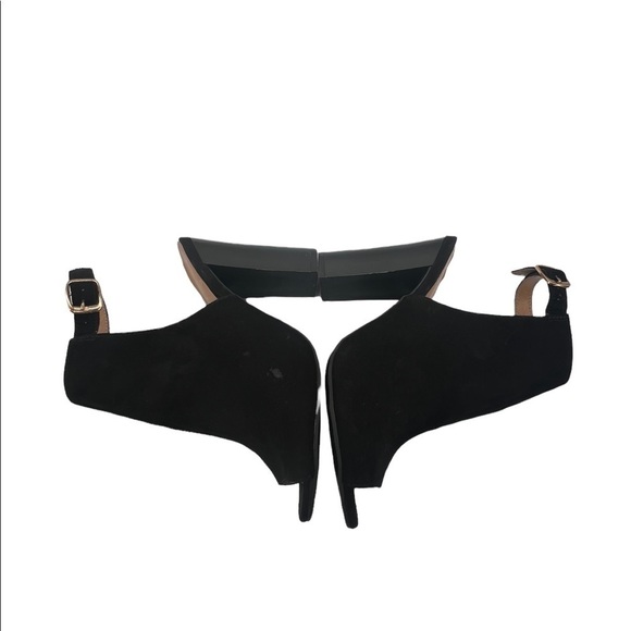 Lulu's Black Suede Peep Toe Ankle Strap Block Heeled Sandals Size 6 Women’s - Picture 7 of 8